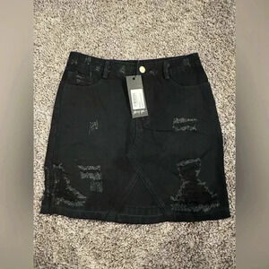 My Gal Black Ripped Jean Skirt, BNWT- size Small